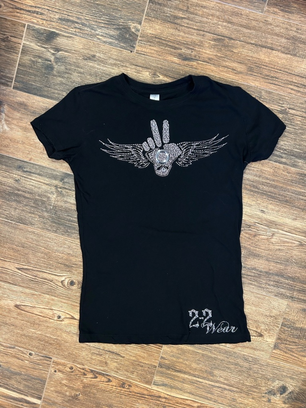 Pima Tee Y2K Rhinestone Graphic Baby Tee | Large